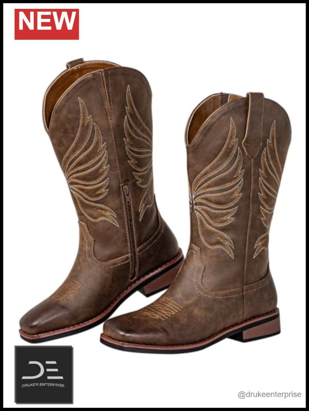 Wide Calf Cowgirl Boots with Square Toe - Women's Mid-Calf Western Boots with